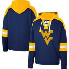 Colosseum Athletics West Virginia Mountaineers Lace-Up Pullover Hoodie Navy Blue, NCAA Men's Fleece/Jackets