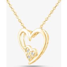 9k Halskæder 9ct Yellow Gold Double Heart Diamond Pendant Necklace PP03110Y