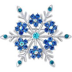 Blue Brooches Bling Jewelry winter aqua blue teal crystal holiday snowflake brooch pin Light Blue