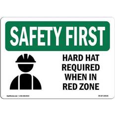 Red Workplace Signs SignMission OS-SF-A-1218-L-10636 Safety First Sign 12 x 18 in