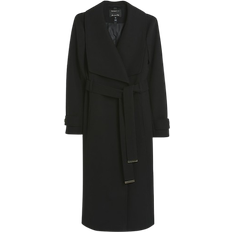 River Island Belted Wrap Coat - Black