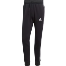 Adidas Essentials Fleece 3 Stripes Tapered Cuff Pants - Black/White