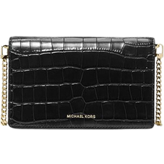 Michael Kors Jet Set Medium Crocodile Embossed Leather Crossbody Bag - Black