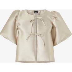 Dam Blusar Gina Tricot Blus Puff Sleeve Blouse - Beige