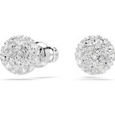 Swarovski Dextera stud earrings, Round cut, White, Rhodium plated
