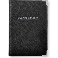 Aspinal of London Pebble Leather Passport Cover, Black