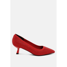 London Rag Vimto Breathable Flyknit Rhinestone Pumps - Red