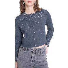 Woman - Wool Blouses Maje Wool-Blend Rhinestone Cardigan - Black