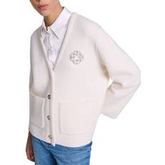 Clothing Maje Wool-Blend Embellished Cardigan - White