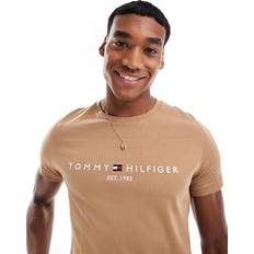 Clothing Tommy Hilfiger Logo Embroidery Slim T-Shirt - Brown