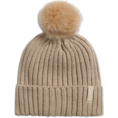 Calvin Klein Accessories Calvin Klein Chunky Rib Knit Pom Beanie - Heathered Almond - Grey