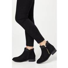 Faux Leather Ankle Boots Good For The Sole Wide Fit Mira Material Mix Zip Ankle Boots - Natural Black