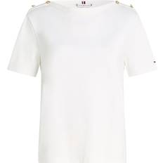 Dame - Guld T-shirts Tommy Hilfiger Stripe Boat Neck Relaxed T-Shirt - Ecru