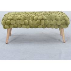 B&Q Stools B&Q Bubbly Velvet Large Footstool Green Foot Stool