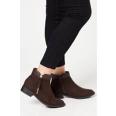 Faux Leather Ankle Boots Good For The Sole Wide Fit Mira Material Mix Zip Ankle Boots - Brown