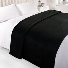 Dreamscene Warm Plain Fleece Throw Over Bed Blanket - - 150 cm x 200 cm Blankets Black