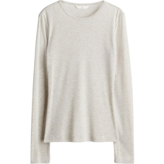 Wolle T-Shirts H&M Ribbed Jersey Shirt - Light Beige