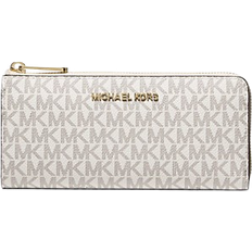 Wallets & Key Holders Michael Kors Jet Set Travel Large Logo Quarter Zip Wallet - Vanilla