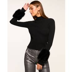 Faux Fur Tops Ramy Brook Turtleneck Faux Fur Sweater - Heather Grey