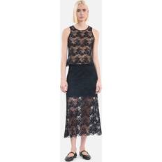 Élasthanne/Lycra/Spandex Jupes The Kooples Womens Black Floral Lace Midi Skirt