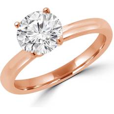 Rose Gold - Solitaire Rings 0.9 CT Round Diamond Solitaire Engagement Ring in 14K Rose Gold