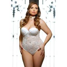 XXL Lingerie Sets Fantasy Lingerie Pola Push Up Cup Lace Teddy - White