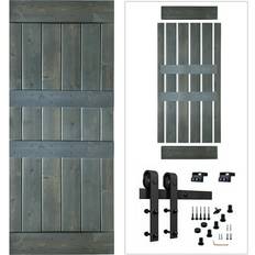 Akicon Paneled Wood Gray Finish Barn with Hardware Kit - D2 Style 30" Sliding Door (x)