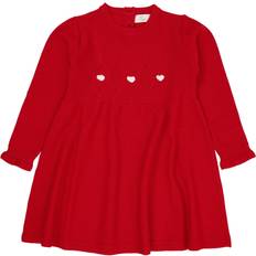 Dame - Merinould Kjoler Copenhagen Colors Merino LS Cable Dress W. Hearts Kvinde Red/dusty Rose