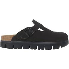 Suede Clogs Birkenstock Boston Chunky Suede Leather Platform Sandals - Black