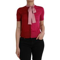 Dolce & Gabbana Pink Blouses Dolce & Gabbana Pink Silk Blouse with Ascot Collar Pink