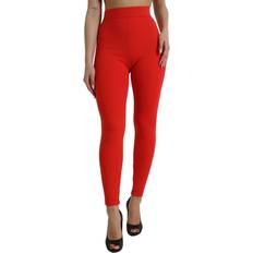 Dolce & Gabbana Tights Dolce & Gabbana Elegant High Waist Red Leggings Red Dame