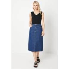 Slit Skirts Principles Denim Split Detail Midi Skirt - Dark Blue