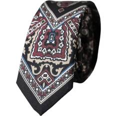 Dolce & Gabbana Black Ties Dolce & Gabbana Black Printed Silk Adjustable Men Tie Multicolor