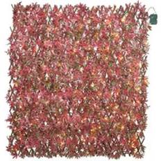 Primrose Extendable Artificial Red Acer Screening Trellis With Leds W200 cm x H100 cm