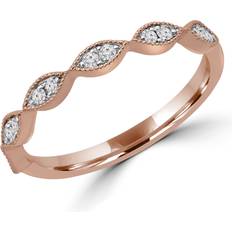 Rose Gold - Wedding Rings 0.14 CTW Round Diamond Semi-Eternity Wedding Band Ring in 14K Rose Gold