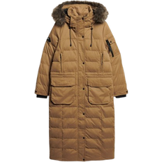 Cotton - Women Coats Superdry Microfibre Expedition Longline Parka Coat - Sandstone