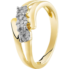 Pure Brilliance Flower Clusters Crossover Ring - Gold/Diamonds