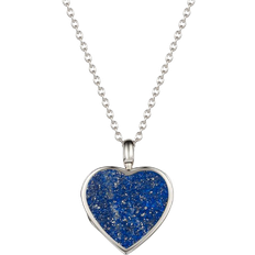 LOVELOX Modern Heart Locket Necklace - Silver/Lapis