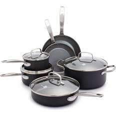 Gray Cookware GreenPan Chatham Cookware Set with lid 10 Parts