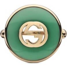 Gucci Green Rings Gucci Interlocking Women's 18ct Rose Gold and Green Agate Diamond Ring Rose Gold/Green