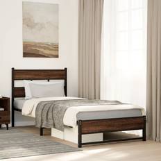 vidaXL Metal Bed Frame 207 x 112 cm Oak-Steel