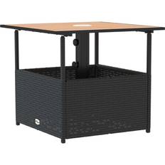 Muebles de Jardín y Exterior vidaXL Garden Table With Parasol Hole Black 55x55x46.5 cm Poly Rattan Patio Dining Set