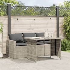 vidaXL Garden 2 Piece with Cushions Light Grey Poly Rattan Patio Dining Set