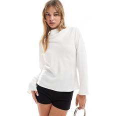 Clothing ASOS DESIGN long sleeve cowl blouse in ivory-White