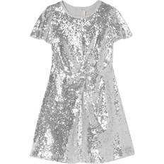 Michael Kors Kid's Sequined Twist-Front Dress - Silver (30168)