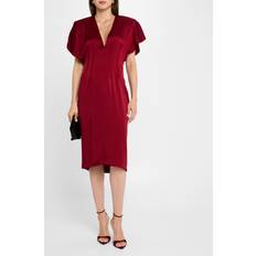 Dresses Stella McCartney Corset Seamed Midi Dress with Shoulder Pads - Ruby