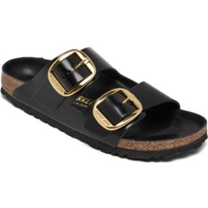 Naturale Sandali Birkenstock Arizona Big Buckle Leather Patent Black Gold Women's