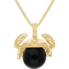 Whitby Jet Zodiac Cancer Pendant - Gold/Black