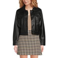 Joe's Crop Faux Leather Cropped Jacket - Black