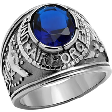 Blue - Men Rings Alamode Jewelry Ring - Silver/Sapphire